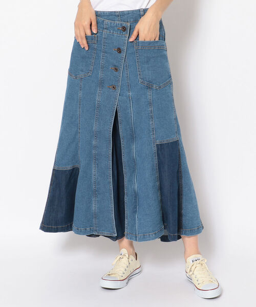 AVIREX（アヴィレックス）の「デニムカラーコンビスカート/ DENIM COLOR COMBI SKIRT（デニムスカート・レディース・ブルー系その他/ブラック・MEDIUM/SMALL/LARGE）」の14枚目の写真