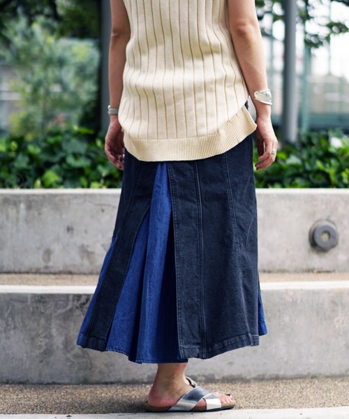 AVIREX（アヴィレックス）の「デニムカラーコンビスカート/ DENIM COLOR COMBI SKIRT（デニムスカート・レディース・ブルー系その他/ブラック・MEDIUM/SMALL/LARGE）」の17枚目の写真