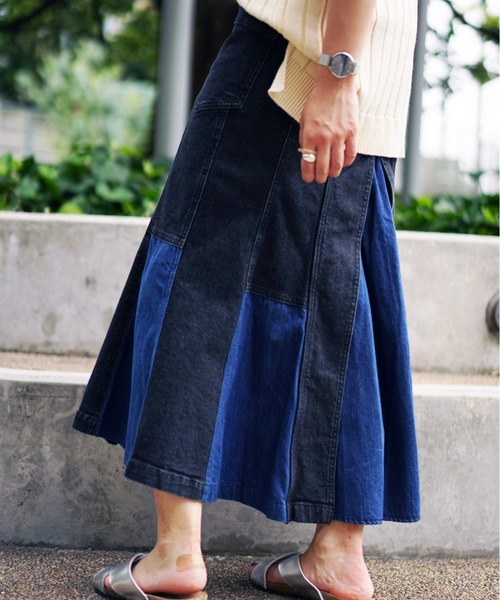 AVIREX（アヴィレックス）の「デニムカラーコンビスカート/ DENIM COLOR COMBI SKIRT（デニムスカート・レディース・ブルー系その他/ブラック・MEDIUM/SMALL/LARGE）」の20枚目の写真