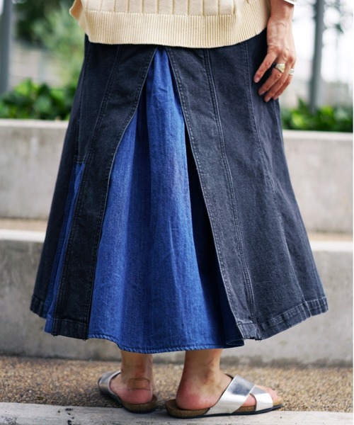 AVIREX（アヴィレックス）の「デニムカラーコンビスカート/ DENIM COLOR COMBI SKIRT（デニムスカート・レディース・ブルー系その他/ブラック・MEDIUM/SMALL/LARGE）」の21枚目の写真