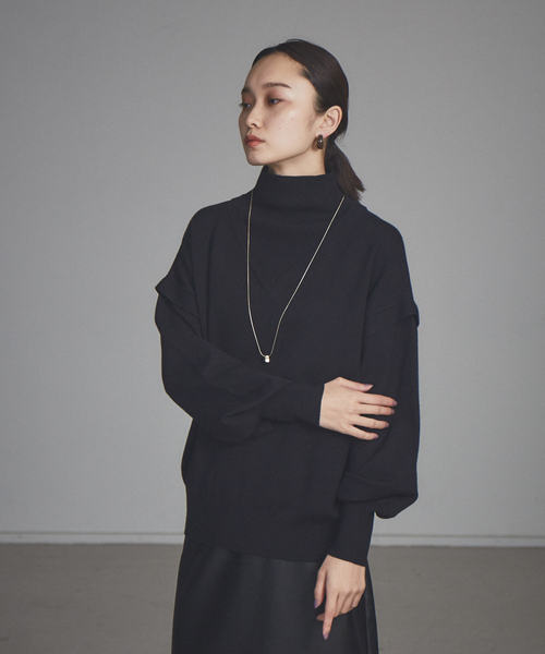 NOMINE（ノミネ）の「レイヤード風タートルニット（ニット/セーター・レディース・ホワイト/ブラック/ブルー/キャメル/イエロー/グリーン・フリー）」の15枚目の写真