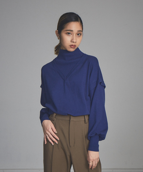 NOMINE（ノミネ）の「レイヤード風タートルニット（ニット/セーター・レディース・ホワイト/ブラック/ブルー/キャメル/イエロー/グリーン・フリー）」の20枚目の写真