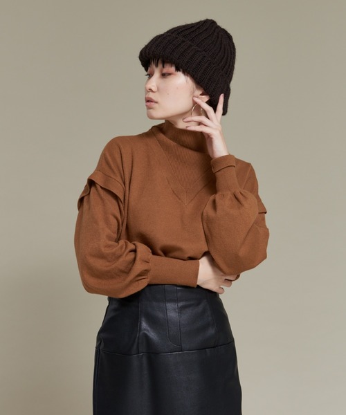 NOMINE（ノミネ）の「レイヤード風タートルニット（ニット/セーター・レディース・ホワイト/ブラック/ブルー/キャメル/イエロー/グリーン・フリー）」の6枚目の写真