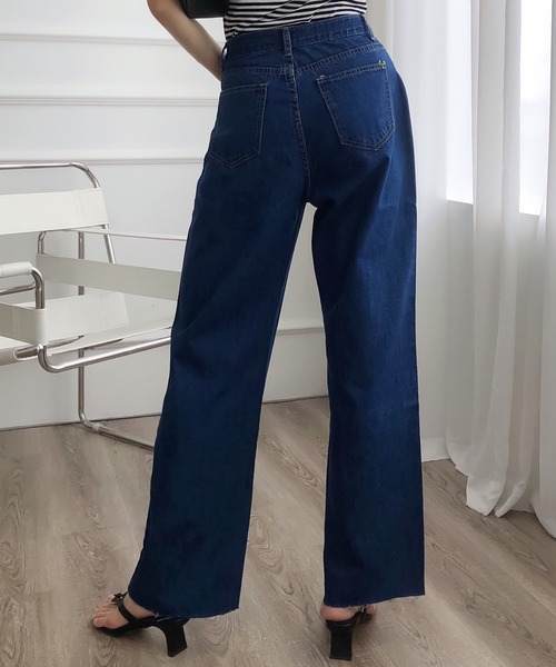 Bifrost(ビフレスト)の「ハイウエストストレートデニム(デニムパンツ・レディース・ライトブルー/ダークブルー/ブラック/ホワイト・S/M/L/XL)」の8枚目の写真