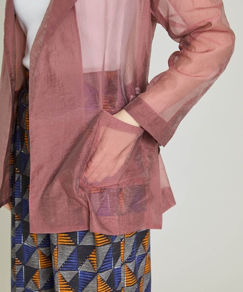 MATURED（マチュアード）の「【MATURED/マチュアード】シアージャケット（テーラードジャケット・レディース・ネイビー/ピンク・FREE）」の4枚目の写真