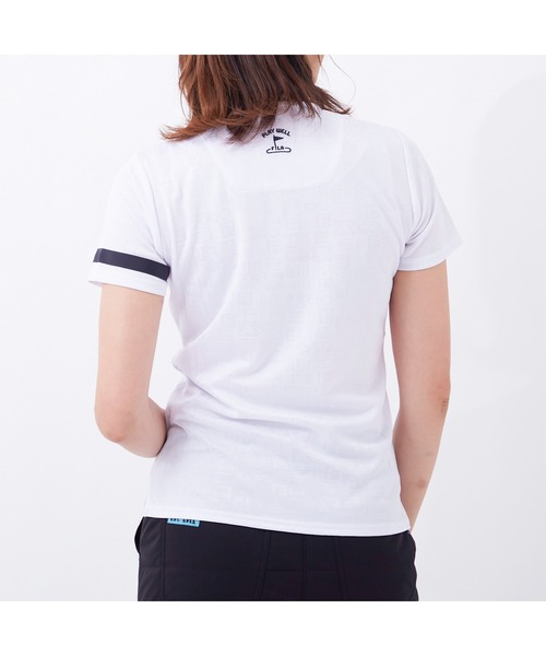 FILA（フィラ）の「FILA GOLF/フィラゴルフ 総柄 ロゴジャガード 衿ライン 半袖ポロシャツ/吸汗速乾 UVカット/ゴルフウェア/レディース（ポロシャツ・レディース・ネイビー/ホワイト/ピンク/ブルー・L/M/LL/S）」の17枚目の写真