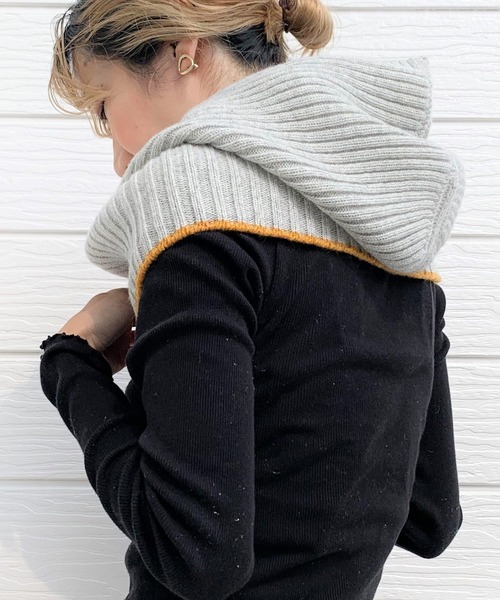 Q（キュー）の「ホールガーメントスヌード（ネックウォーマー/スヌード・レディース・チャコールグレー/ライトグレー/ベージュ・ONE SIZE）」の2枚目の写真