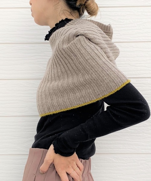 Q（キュー）の「ホールガーメントスヌード（ネックウォーマー/スヌード・レディース・チャコールグレー/ライトグレー/ベージュ・ONE SIZE）」の7枚目の写真