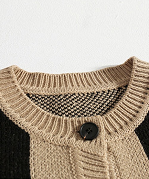 aimoha（アイモハ）の「【aimoha-KIDS-】【新作】韓国子供服 幾何学模様ニット風ジャケット（カーディガン/ボレロ・キッズ・ブラック/ベージュ/イエロー/ブラック系その他・120/130/140/110/90/100）」の14枚目の写真