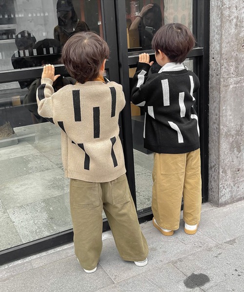 aimoha（アイモハ）の「【aimoha-KIDS-】【新作】韓国子供服 幾何学模様ニット風ジャケット（カーディガン/ボレロ・キッズ・ブラック/ベージュ/イエロー/ブラック系その他・120/130/140/110/90/100）」の6枚目の写真