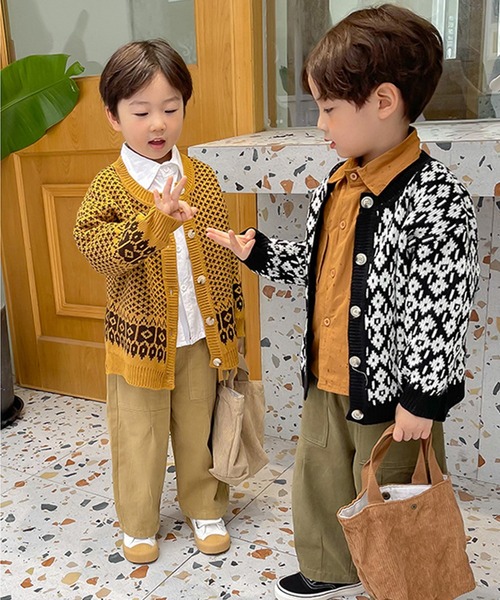 aimoha（アイモハ）の「【aimoha-KIDS-】【新作】韓国子供服 幾何学模様ニット風ジャケット（カーディガン/ボレロ・キッズ・ブラック/ベージュ/イエロー/ブラック系その他・120/130/140/110/90/100）」の19枚目の写真