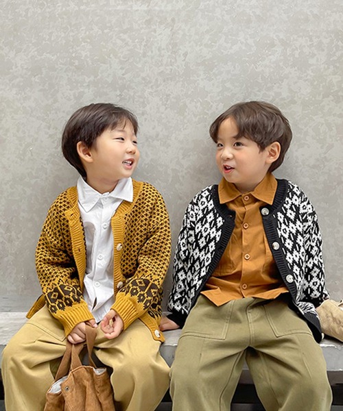 aimoha（アイモハ）の「【aimoha-KIDS-】【新作】韓国子供服 幾何学模様ニット風ジャケット（カーディガン/ボレロ・キッズ・ブラック/ベージュ/イエロー/ブラック系その他・120/130/140/110/90/100）」の20枚目の写真