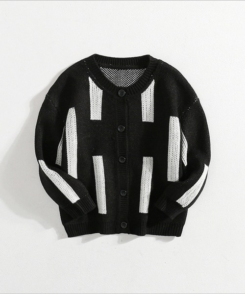 aimoha（アイモハ）の「【aimoha-KIDS-】【新作】韓国子供服 幾何学模様ニット風ジャケット（カーディガン/ボレロ・キッズ・ブラック/ベージュ/イエロー/ブラック系その他・120/130/140/110/90/100）」の8枚目の写真