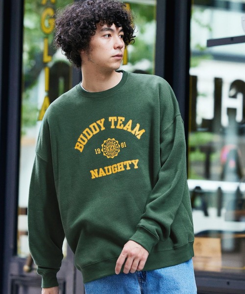 BARK MANHATTAN（バークマンハッタン）の「オーバーサイズ 裏起毛 カレッジロゴデザイン プルオーバースウェット（スウェット・メンズ・ネイビー系/グレー系その他2/ブラック系その他/ホワイト系その他2/グリーン系その他2/グレー系その他/ブラック系その他2/ホワイト系その他/グリーン系その他/ネイビー系2・M/L）」の7枚目の写真