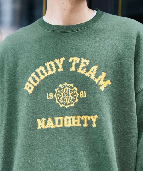 BARK MANHATTAN（バークマンハッタン）の「オーバーサイズ 裏起毛 カレッジロゴデザイン プルオーバースウェット（スウェット・メンズ・ネイビー系/グレー系その他2/ブラック系その他/ホワイト系その他2/グリーン系その他2/グレー系その他/ブラック系その他2/ホワイト系その他/グリーン系その他/ネイビー系2・M/L）」の11枚目の写真