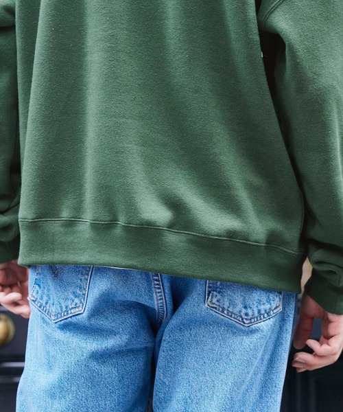 BARK MANHATTAN（バークマンハッタン）の「オーバーサイズ 裏起毛 カレッジロゴデザイン プルオーバースウェット（スウェット・メンズ・ネイビー系/グレー系その他2/ブラック系その他/ホワイト系その他2/グリーン系その他2/グレー系その他/ブラック系その他2/ホワイト系その他/グリーン系その他/ネイビー系2・M/L）」の15枚目の写真