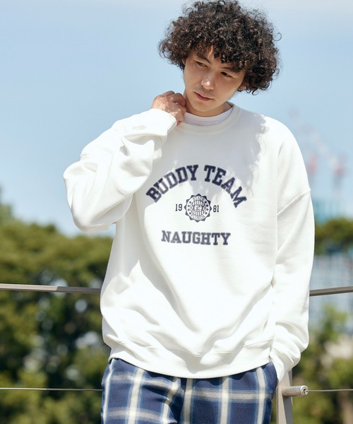 BARK MANHATTAN（バークマンハッタン）の「オーバーサイズ 裏起毛 カレッジロゴデザイン プルオーバースウェット（スウェット・メンズ・ネイビー系/グレー系その他2/ブラック系その他/ホワイト系その他2/グリーン系その他2/グレー系その他/ブラック系その他2/ホワイト系その他/グリーン系その他/ネイビー系2・M/L）」の16枚目の写真