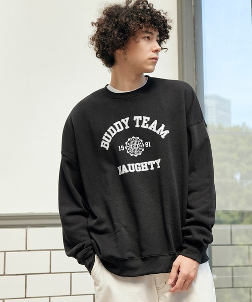 BARK MANHATTAN（バークマンハッタン）の「オーバーサイズ 裏起毛 カレッジロゴデザイン プルオーバースウェット（スウェット・メンズ・ネイビー系/グレー系その他2/ブラック系その他/ホワイト系その他2/グリーン系その他2/グレー系その他/ブラック系その他2/ホワイト系その他/グリーン系その他/ネイビー系2・M/L）」の22枚目の写真