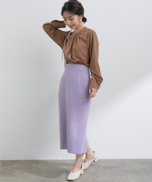 VIS（ビス）の「【EASY CARE】【新色追加】着回し力抜群。フロントタック長袖ブラウス【sustainable】（シャツ/ブラウス・レディース・ネイビー/ブラウン/モスグリーン/オフホワイト/サックスブルー/ピンク/ベージュ/ライトグリーン・FREE）」の11枚目の写真