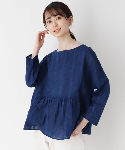 one'sterrace(ワンズテラス)の「メモワール コットンドビープルオーバー(シャツ/ブラウス・レディース・ブルー/オレンジ系・00)」の1枚目の写真