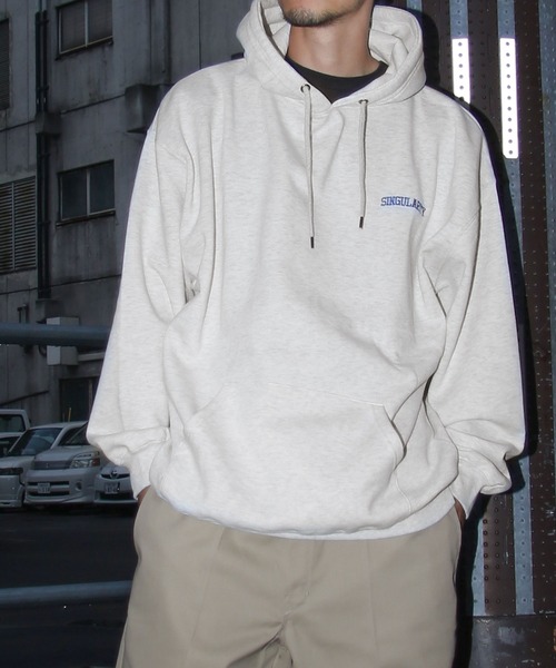 ZIP FIVE（ジップファイブ）の「【ZIP FIVE】【肉厚】 ビッグシルエット バックメッセージプリント＆英字ワンポイント プルパーカー（パーカー・メンズ・アイボリー系/ベージュ/カーキ/ブルー系/ホワイト系1/オートミール/イエロー系/ブラック/マスタード/ベージュ系/ホワイト系/グレー/ブルー/ネイビー系/ホワイト/グレー系/ブラック系/ダークグリーン/アイボリー/ネイビー・X-LARGE/MEDIUM/LARGE）」の12枚目の写真