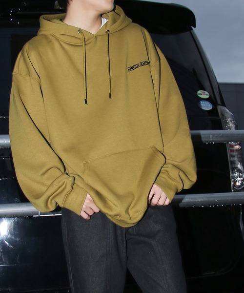 ZIP FIVE（ジップファイブ）の「【ZIP FIVE】【肉厚】 ビッグシルエット バックメッセージプリント＆英字ワンポイント プルパーカー（パーカー・メンズ・アイボリー系/ベージュ/カーキ/ブルー系/ホワイト系1/オートミール/イエロー系/ブラック/マスタード/ベージュ系/ホワイト系/グレー/ブルー/ネイビー系/ホワイト/グレー系/ブラック系/ダークグリーン/アイボリー/ネイビー・X-LARGE/MEDIUM/LARGE）」の20枚目の写真