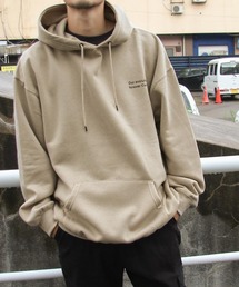 【ZIP FIVE】【肉厚】 ビッグシルエット バックメッセージプリント＆英字ワンポイント プルパーカー