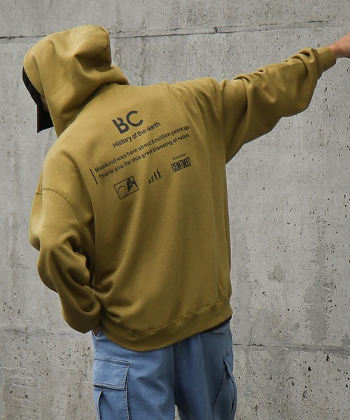 ZIP FIVE（ジップファイブ）の「【ZIP FIVE】【肉厚】 ビッグシルエット バックメッセージプリント＆英字ワンポイント プルパーカー（パーカー・メンズ・アイボリー系/ベージュ/カーキ/ブルー系/ホワイト系1/オートミール/イエロー系/ブラック/マスタード/ベージュ系/ホワイト系/グレー/ブルー/ネイビー系/ホワイト/グレー系/ブラック系/ダークグリーン/アイボリー/ネイビー・X-LARGE/MEDIUM/LARGE）」の19枚目の写真