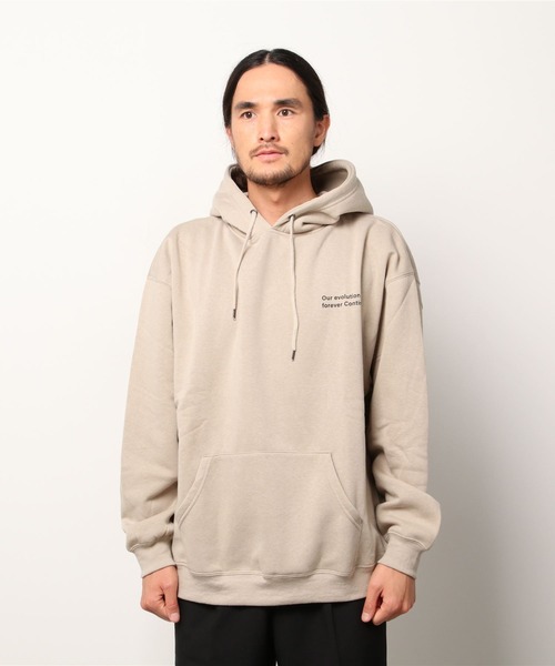 ZIP FIVE（ジップファイブ）の「【ZIP FIVE】【肉厚】 ビッグシルエット バックメッセージプリント＆英字ワンポイント プルパーカー（パーカー・メンズ・アイボリー系/ベージュ/カーキ/ブルー系/ホワイト系1/オートミール/イエロー系/ブラック/マスタード/ベージュ系/ホワイト系/グレー/ブルー/ネイビー系/ホワイト/グレー系/ブラック系/ダークグリーン/アイボリー/ネイビー・X-LARGE/MEDIUM/LARGE）」の22枚目の写真