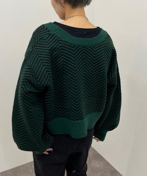 apres jour mignon(アプレジュールミニョン)の「ヘリンボーン柄カーディガン【ZOZOTOWN限定アイテム】(カーディガン/ボレロ・レディース・アイボリー/グリーン/ボルドー・フリー/X-LARGE)」の9枚目の写真