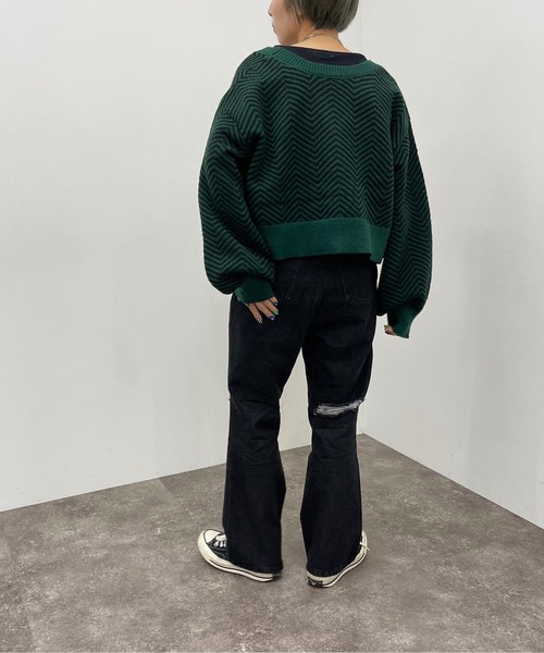 apres jour mignon(アプレジュールミニョン)の「ヘリンボーン柄カーディガン【ZOZOTOWN限定アイテム】(カーディガン/ボレロ・レディース・アイボリー/グリーン/ボルドー・フリー/X-LARGE)」の12枚目の写真