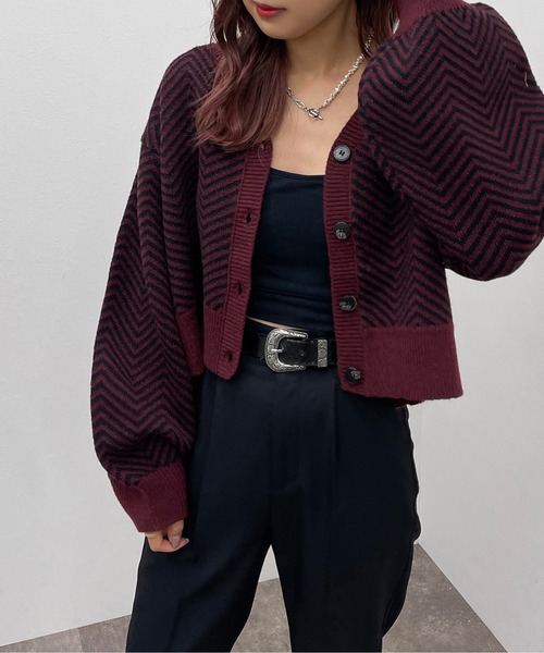 apres jour mignon(アプレジュールミニョン)の「ヘリンボーン柄カーディガン【ZOZOTOWN限定アイテム】(カーディガン/ボレロ・レディース・アイボリー/グリーン/ボルドー・フリー/X-LARGE)」の13枚目の写真