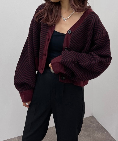 apres jour mignon(アプレジュールミニョン)の「ヘリンボーン柄カーディガン【ZOZOTOWN限定アイテム】(カーディガン/ボレロ・レディース・アイボリー/グリーン/ボルドー・フリー/X-LARGE)」の14枚目の写真