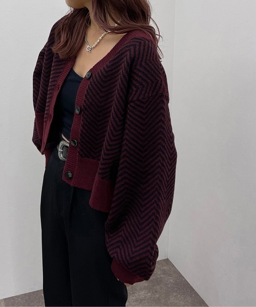 apres jour mignon(アプレジュールミニョン)の「ヘリンボーン柄カーディガン【ZOZOTOWN限定アイテム】(カーディガン/ボレロ・レディース・アイボリー/グリーン/ボルドー・フリー/X-LARGE)」の15枚目の写真