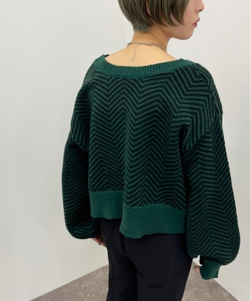 apres jour mignon(アプレジュールミニョン)の「ヘリンボーン柄カーディガン【ZOZOTOWN限定アイテム】(カーディガン/ボレロ・レディース・アイボリー/グリーン/ボルドー・フリー/X-LARGE)」の6枚目の写真