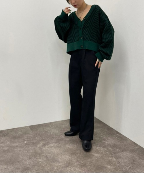 apres jour mignon(アプレジュールミニョン)の「ヘリンボーン柄カーディガン【ZOZOTOWN限定アイテム】(カーディガン/ボレロ・レディース・アイボリー/グリーン/ボルドー・フリー/X-LARGE)」の7枚目の写真