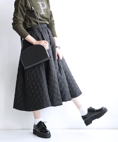 zootie（ズーティー）の「サニーヒート キルティングスカート（スカート・レディース・ブラック/アッシュブラウン・M）」の2枚目の写真