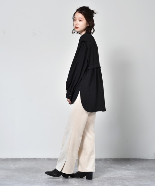 RETRO GIRL(レトロガール)の「切替ギャザーチュニックBL(シャツ/ブラウス・レディース・ブラウン/オフホワイト/ブラック・FREE)」の9枚目の写真