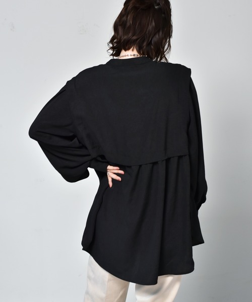 RETRO GIRL(レトロガール)の「切替ギャザーチュニックBL(シャツ/ブラウス・レディース・ブラウン/オフホワイト/ブラック・FREE)」の15枚目の写真
