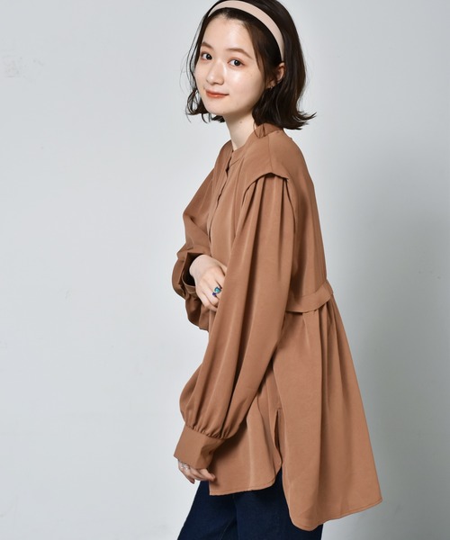 RETRO GIRL(レトロガール)の「切替ギャザーチュニックBL(シャツ/ブラウス・レディース・ブラウン/オフホワイト/ブラック・FREE)」の16枚目の写真