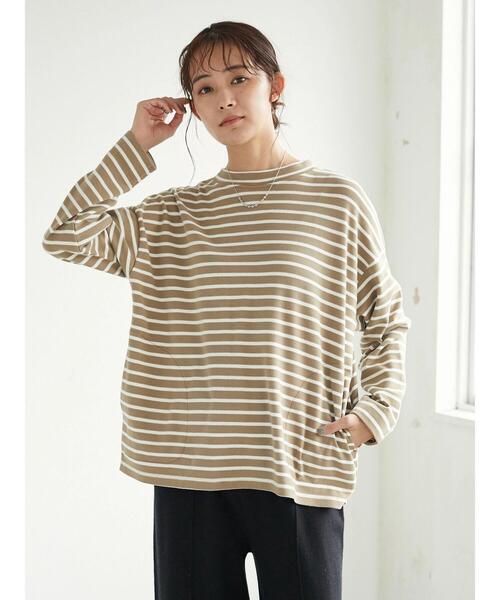 CRAFT STANDARD BOUTIQUE(クラフトスタンダードブティック)の「ポケット付きハイネックボーダーカットプルオーバー *(Tシャツ/カットソー・レディース・ベージュ/チャコールグレー/アイボリー/ピンク系その他2・FREE)」の8枚目の写真