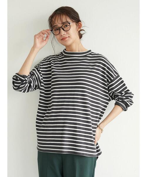 CRAFT STANDARD BOUTIQUE(クラフトスタンダードブティック)の「ポケット付きハイネックボーダーカットプルオーバー *(Tシャツ/カットソー・レディース・ベージュ/チャコールグレー/アイボリー/ピンク系その他2・FREE)」の13枚目の写真