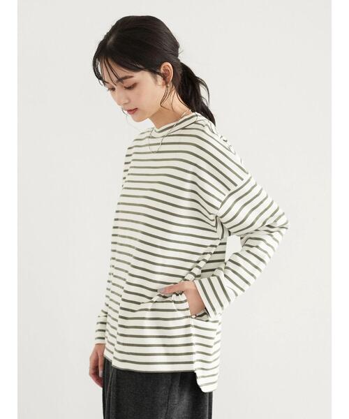 CRAFT STANDARD BOUTIQUE(クラフトスタンダードブティック)の「ポケット付きハイネックボーダーカットプルオーバー *(Tシャツ/カットソー・レディース・ベージュ/チャコールグレー/アイボリー/ピンク系その他2・FREE)」の20枚目の写真