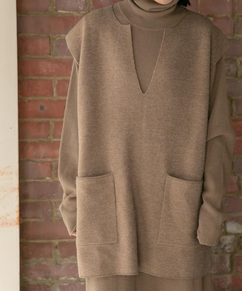 titivate（ティティベイト）の「ﾚｲﾔｰﾄﾞﾆｯﾄﾜﾝﾋﾟｰｽ（ワンピース・レディース・ベージュ/ベージュ系その他/ブラウン系その他・S/M）」の10枚目の写真