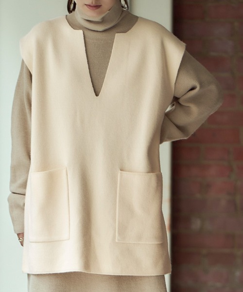 titivate（ティティベイト）の「ﾚｲﾔｰﾄﾞﾆｯﾄﾜﾝﾋﾟｰｽ（ワンピース・レディース・ベージュ/ベージュ系その他/ブラウン系その他・S/M）」の16枚目の写真