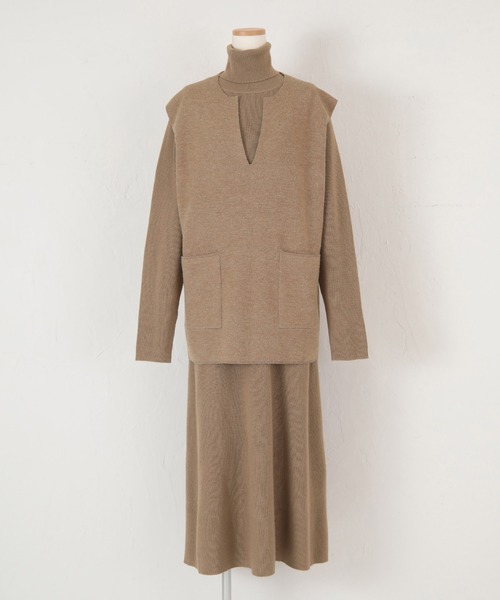 titivate（ティティベイト）の「ﾚｲﾔｰﾄﾞﾆｯﾄﾜﾝﾋﾟｰｽ（ワンピース・レディース・ベージュ/ベージュ系その他/ブラウン系その他・S/M）」の13枚目の写真