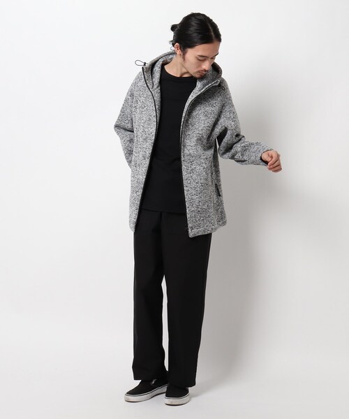 BASECONTROL（ベースコントロール）の「◆ニットフリース 止水ファスナー フードアウター（ブルゾン・メンズ・チャコールグレー/ブラック/アイボリー・01/02/03）」の4枚目の写真