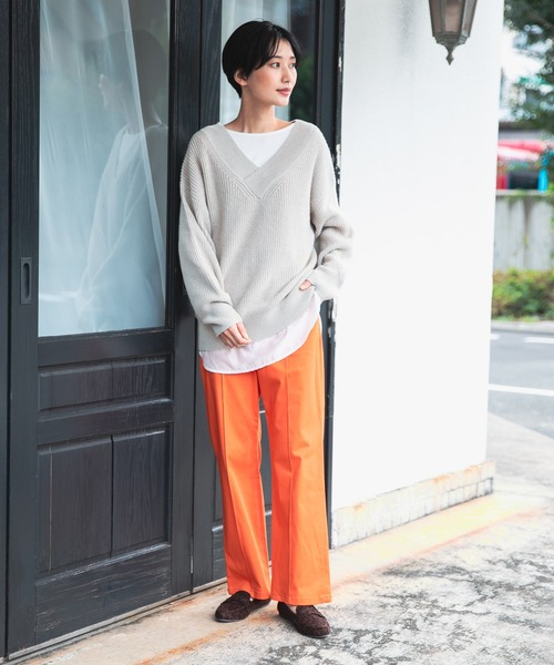 LEPSIM（レプシィム）の「ビキモウセミフレアパンツ　218819（チノパンツ・レディース・グリーン/オレンジ/アイボリー/グレー/カーキ・MEDIUM/SMALL/LARGE）」の8枚目の写真