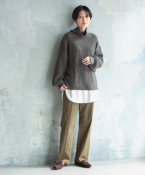 LEPSIM（レプシィム）の「ビキモウセミフレアパンツ　218819（チノパンツ・レディース・グリーン/オレンジ/アイボリー/グレー/カーキ・MEDIUM/SMALL/LARGE）」の9枚目の写真