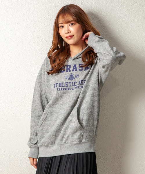 GGD（ジージーディー）の「レトロ プリント 裏起毛 パーカー（パーカー・レディース・グレー/ブラック/ブルー/グリーン・LL/L/M）」の3枚目の写真